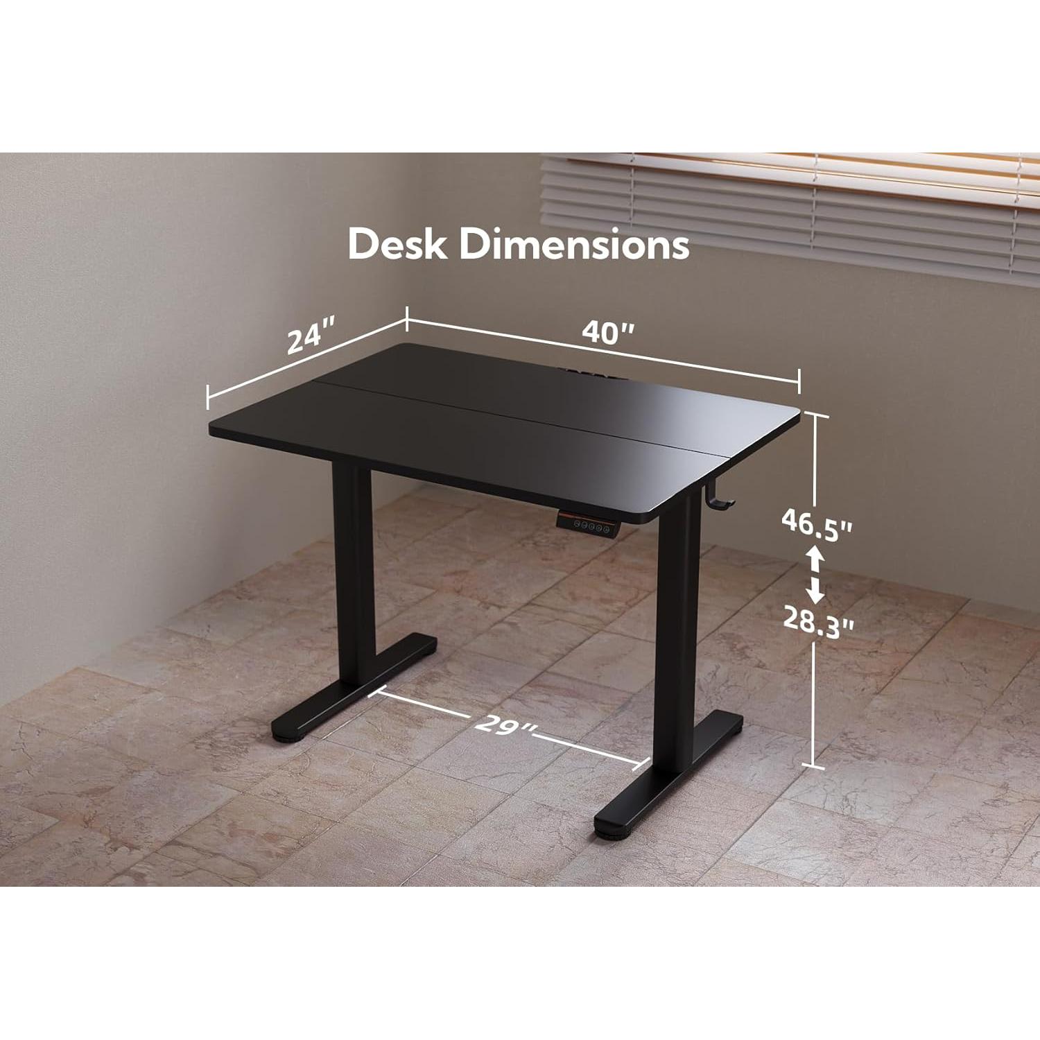 Escritorio de pie eléctrico YDN negro 40x24" ajustable altura