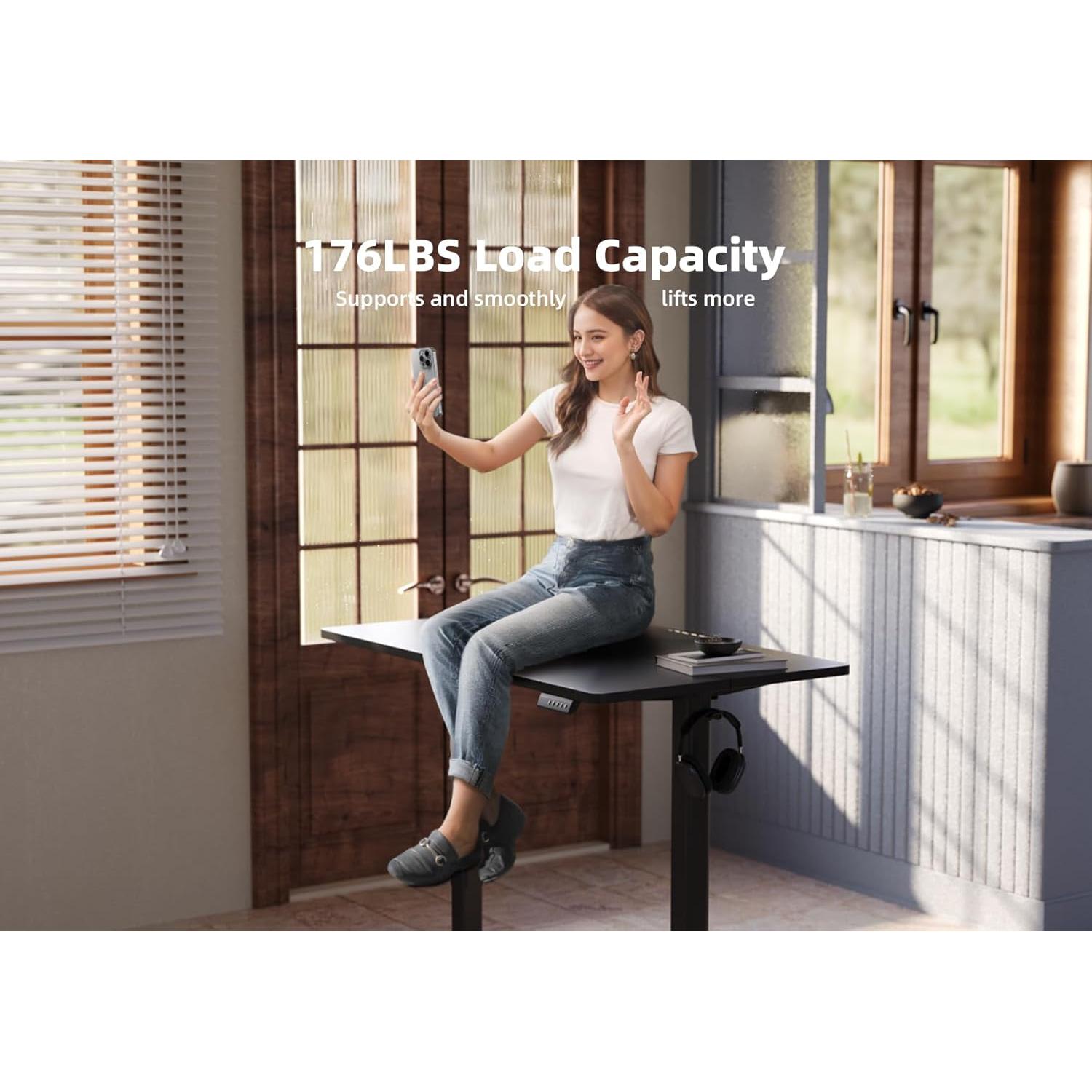 Escritorio de pie eléctrico YDN negro 40x24" ajustable altura