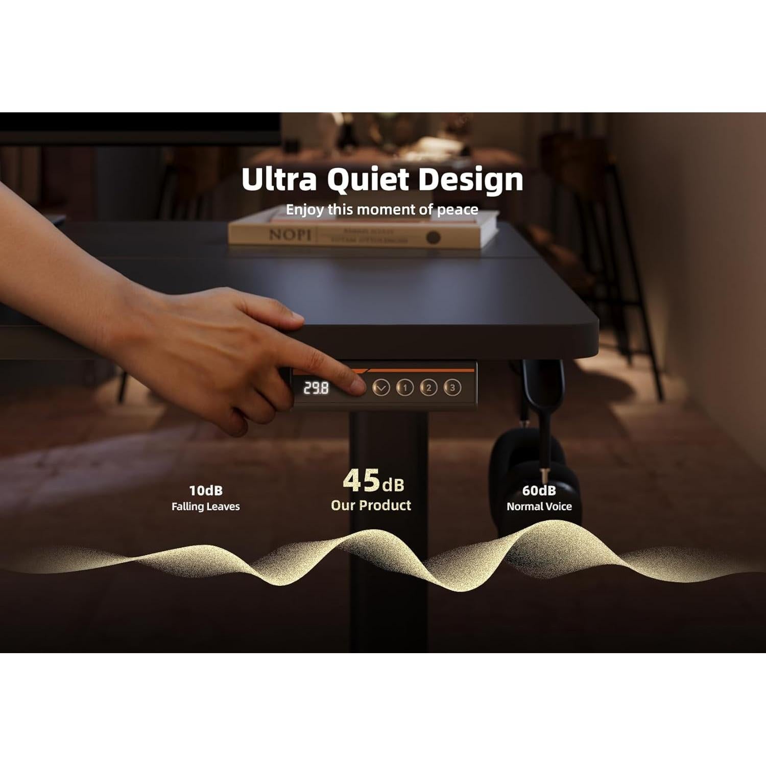 Escritorio de pie eléctrico YDN negro 40x24" ajustable altura