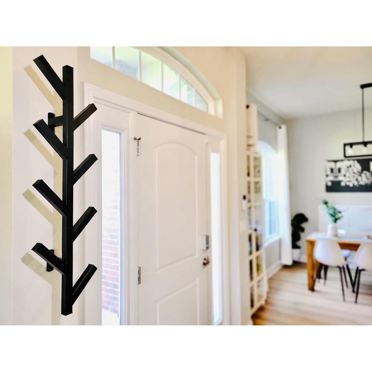 Perchero Premium Montado en Pared Negro para Sombreros y Abrigos