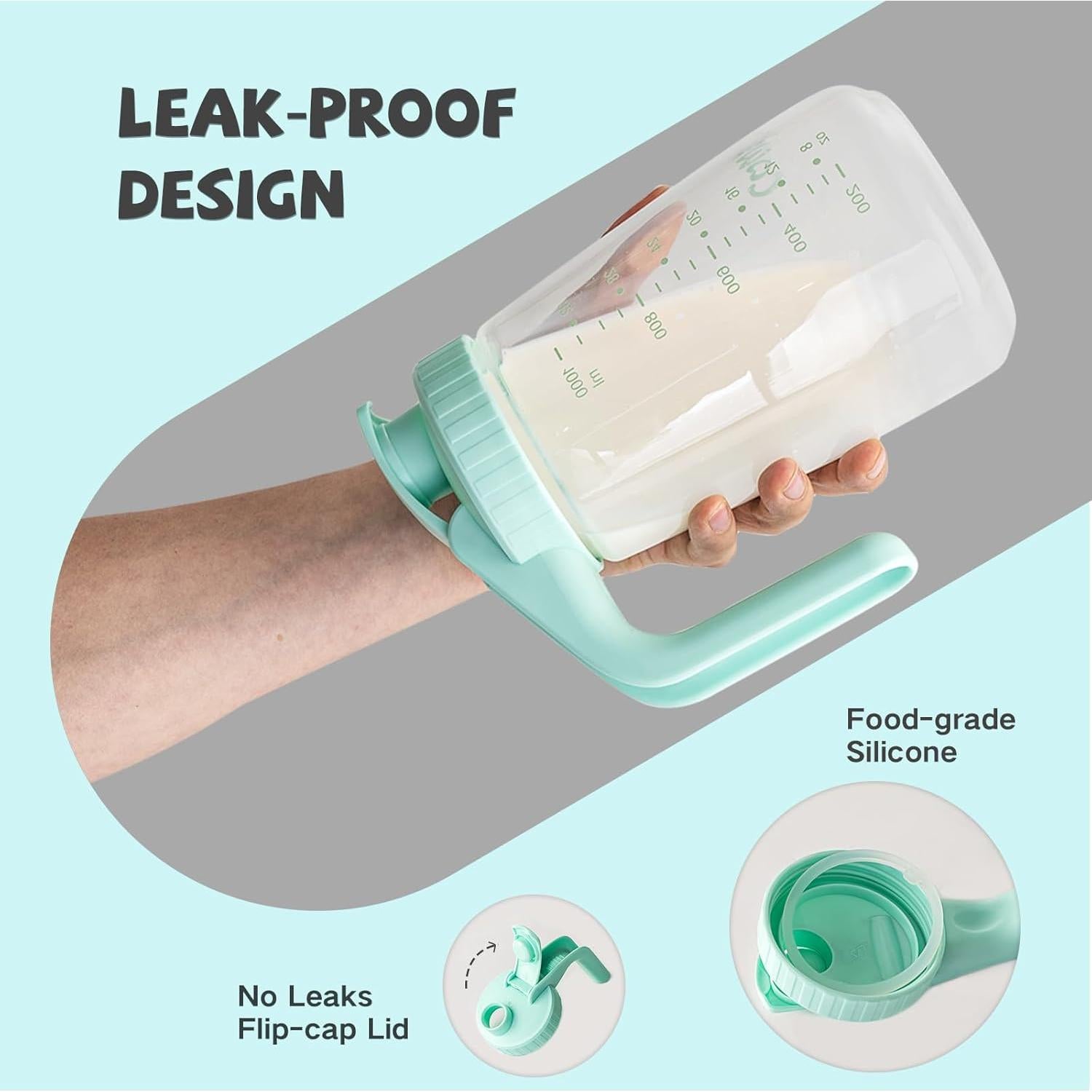 Jarra de Leche Materna COMI 1.01L Vidrio Borosilicato Verde