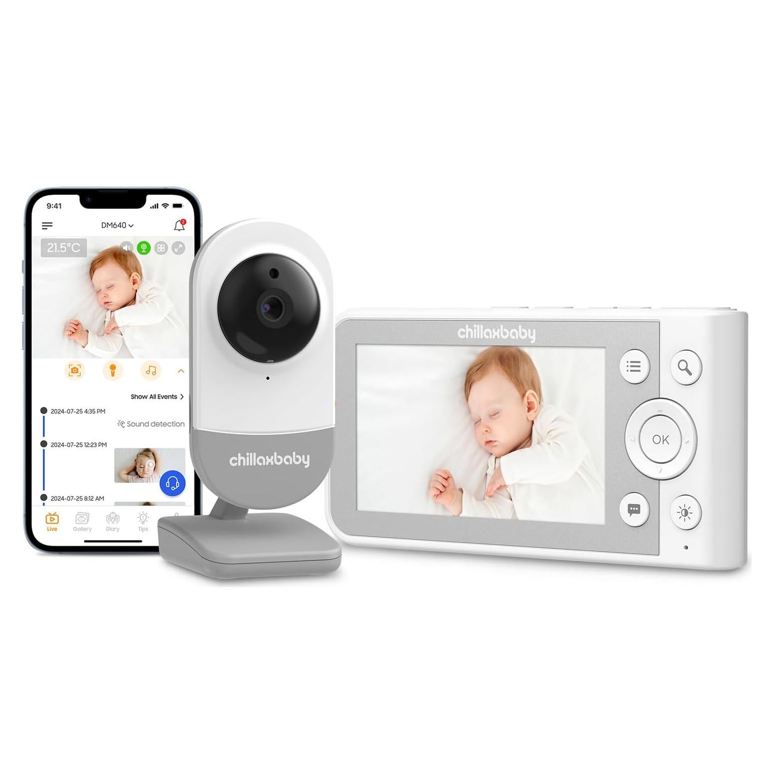 Monitor de Bebé Chillax WiFi HD con Cámara y Audio Bidireccional