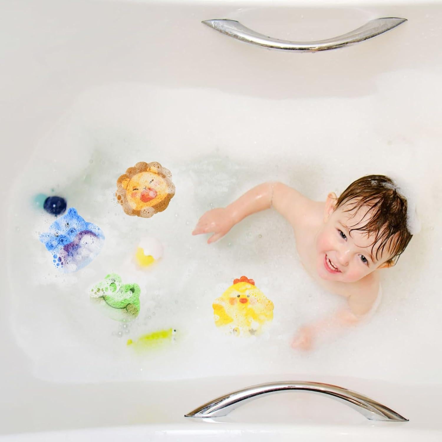 Esponjas de Baño para Niños Pumwoy 4 Pcs Animales Coloridos