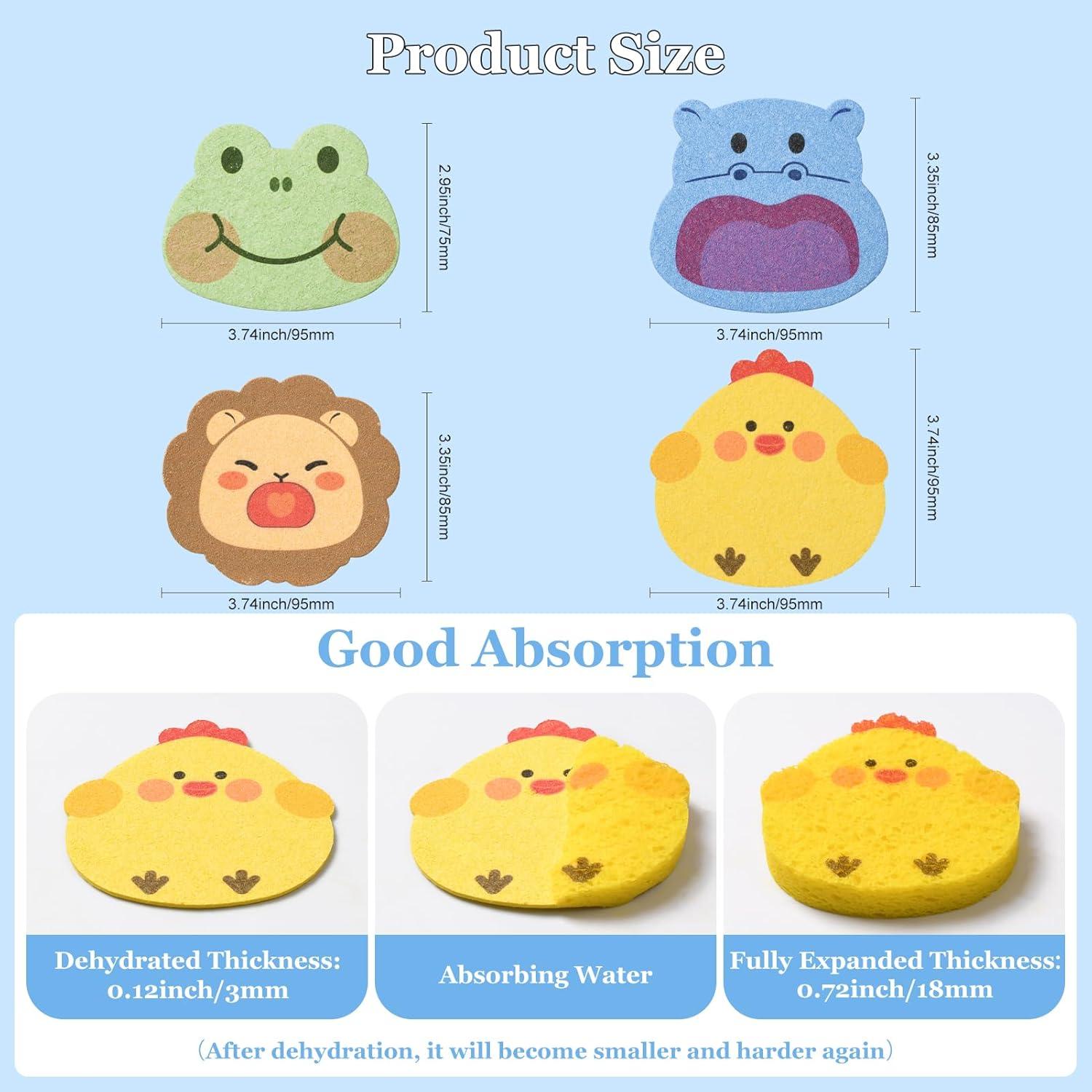 Esponjas de Baño para Niños Pumwoy 4 Pcs Animales Coloridos