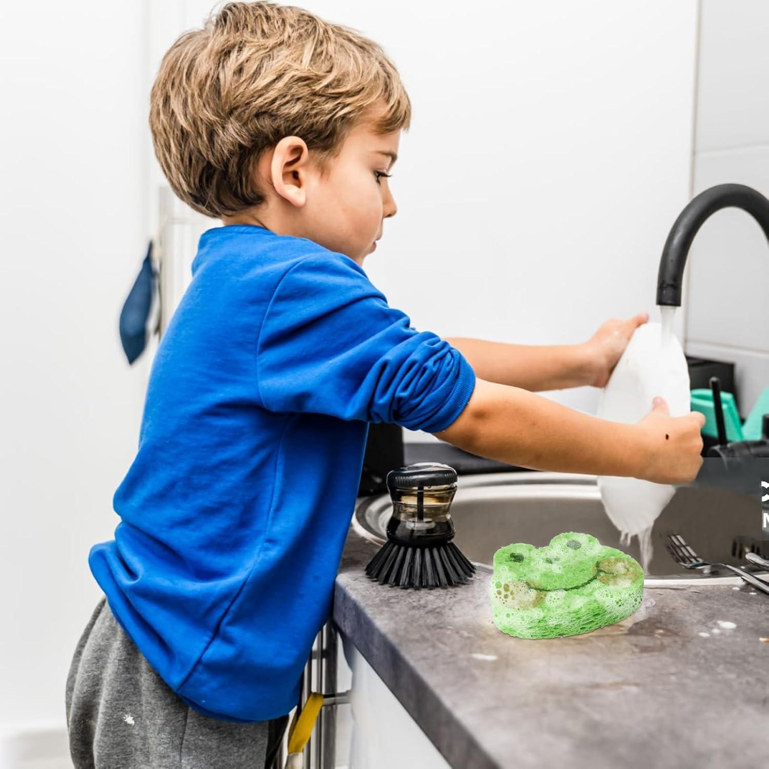 Esponjas de Baño para Niños Pumwoy 4 Pcs Animales Coloridos