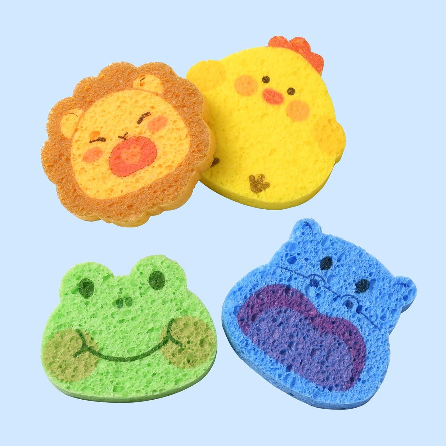 Esponjas de Baño para Niños Pumwoy 4 Pcs Animales Coloridos