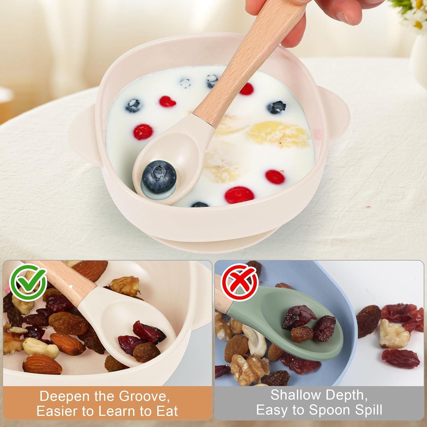 Juego de Alimentación Guiada para Bebés MIICASA - 7 Piezas Silicona Beige