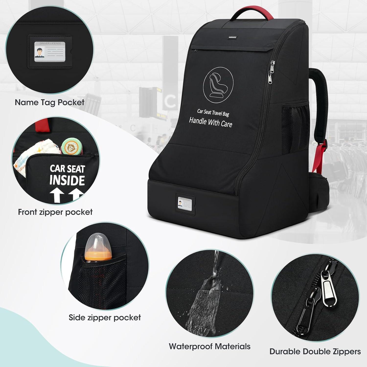 Bolsa de Viaje Acolchada para Asiento de Coche RAINSMORE - Negro