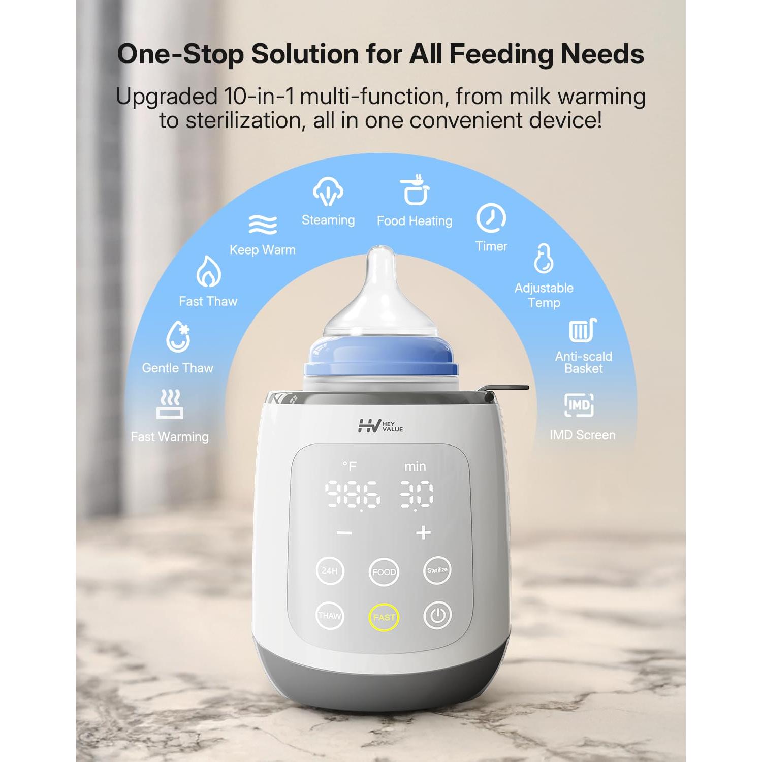 Calentador de Biberones HEYVALUE 10-en-1 con Pantalla LED