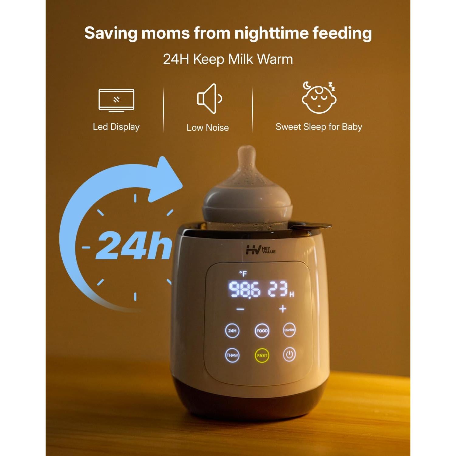 Calentador de Biberones HEYVALUE 10-en-1 con Pantalla LED