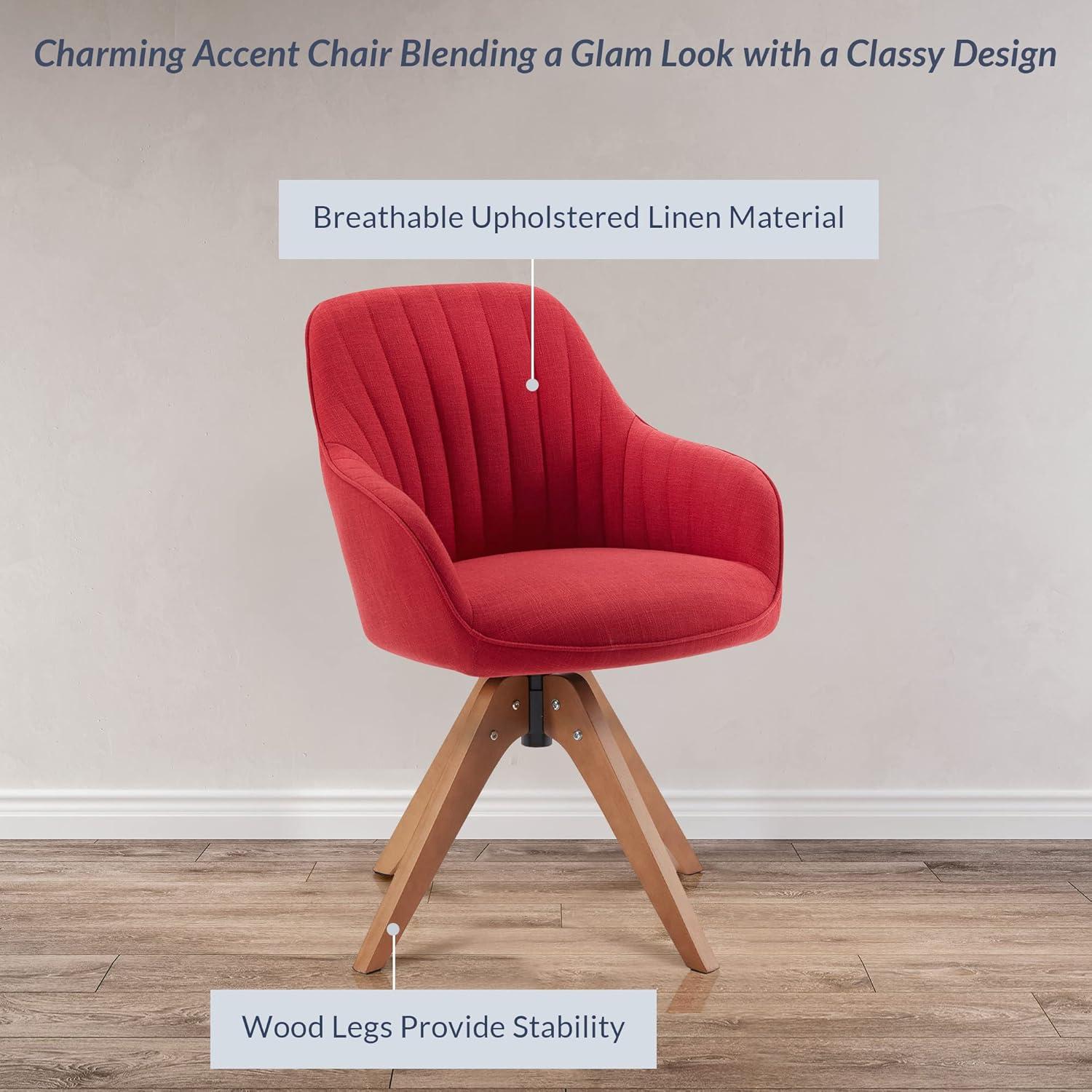 Silla Giratoria Belleze Moderna Tapizada en Lino Rojo