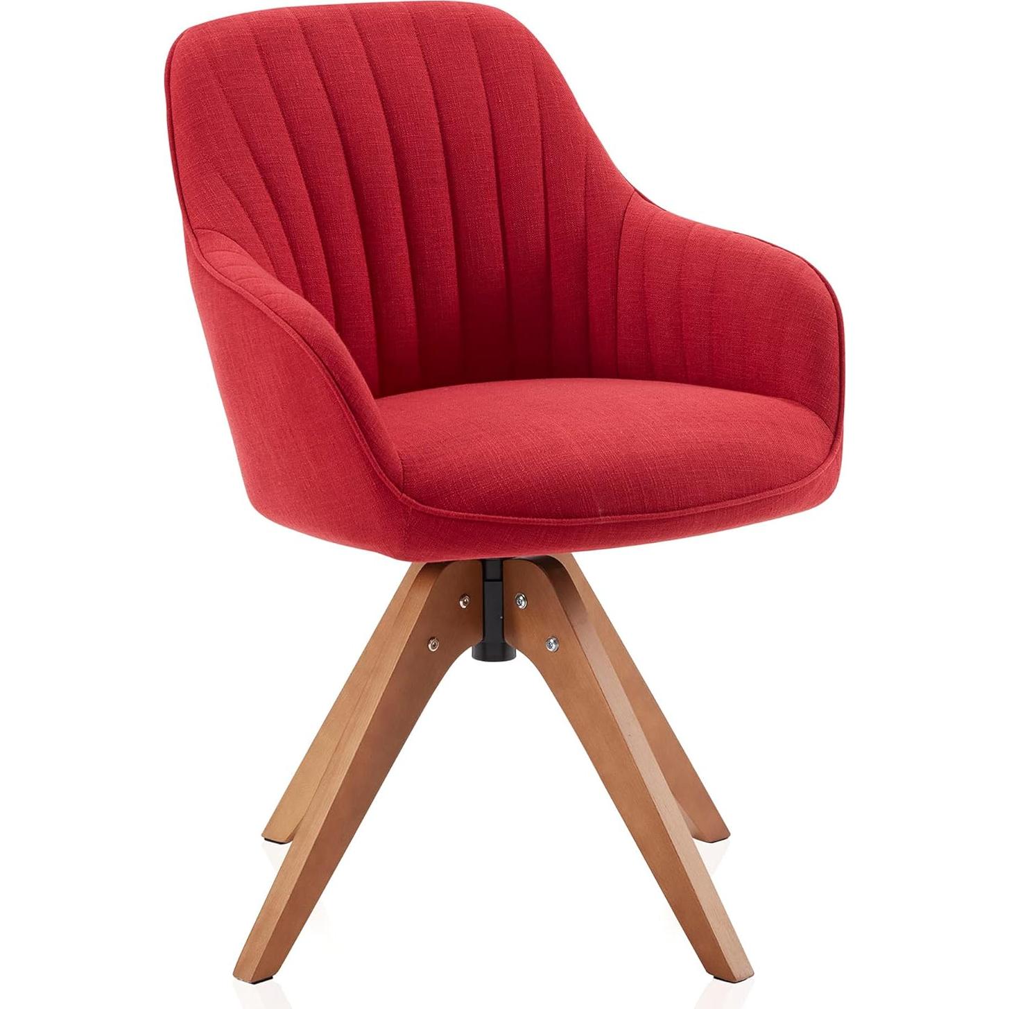 Silla Giratoria Belleze Moderna Tapizada en Lino Rojo
