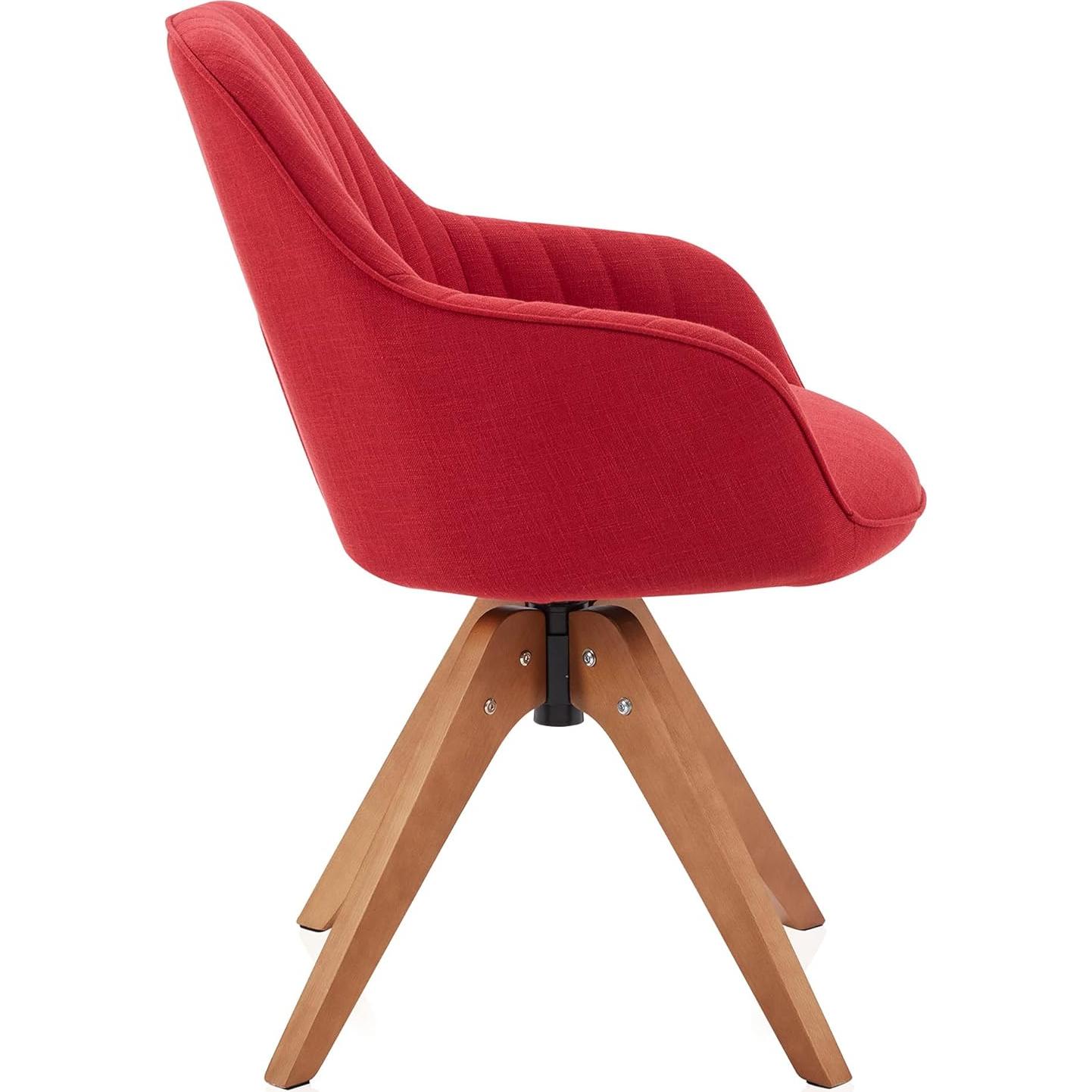 Silla Giratoria Belleze Moderna Tapizada en Lino Rojo