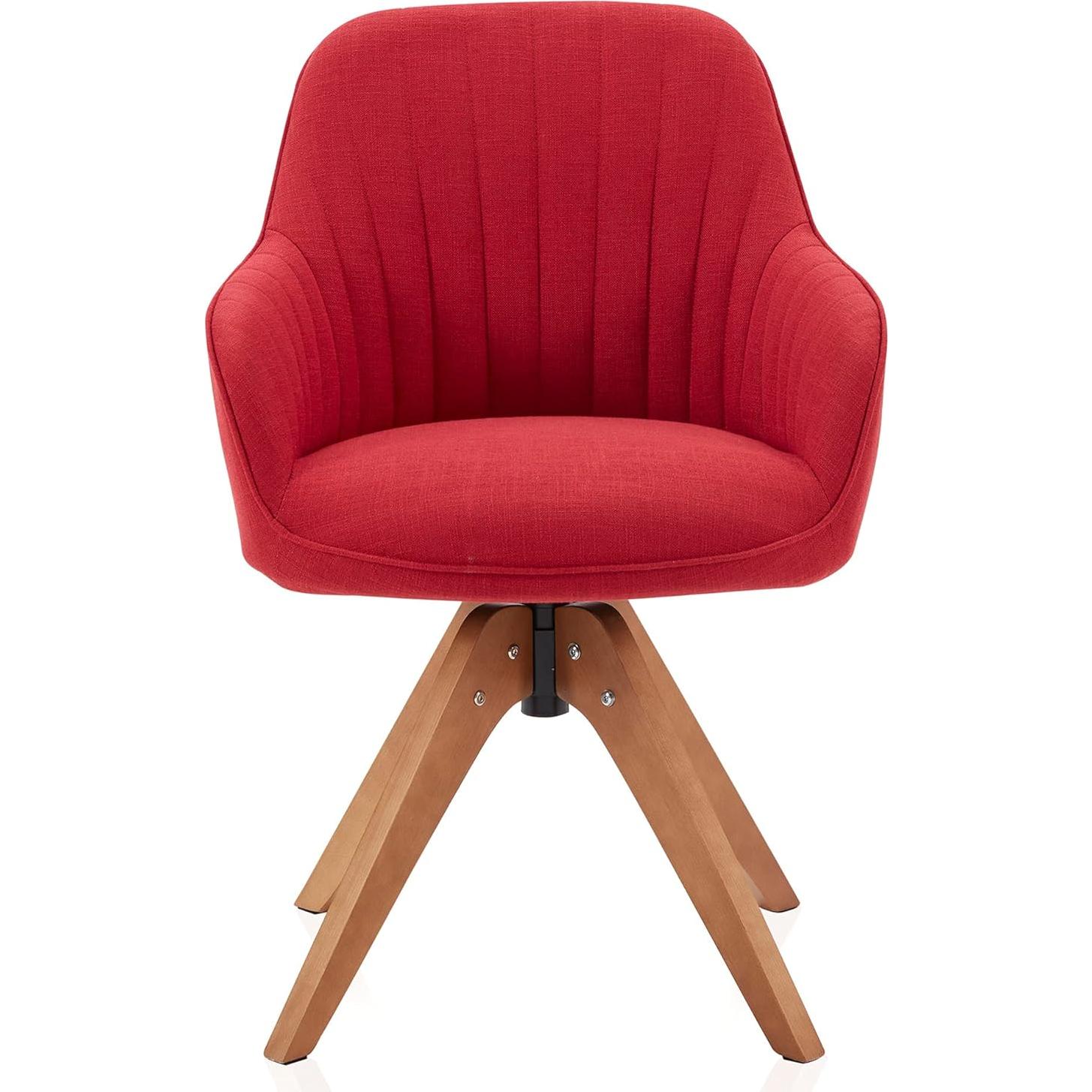 Silla Giratoria Belleze Moderna Tapizada en Lino Rojo