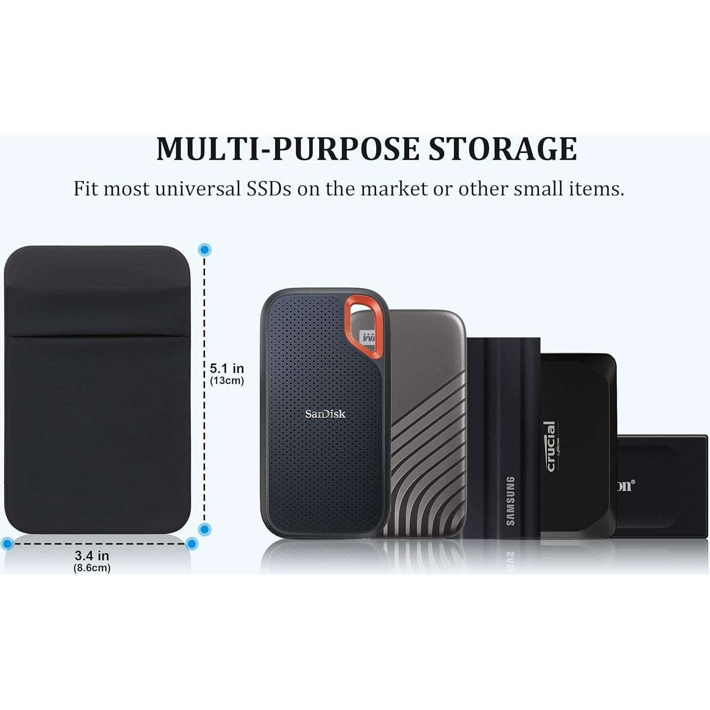 Funda Adhesiva para Disco Duro SSD Lacdo 2 Bolsillos Negro