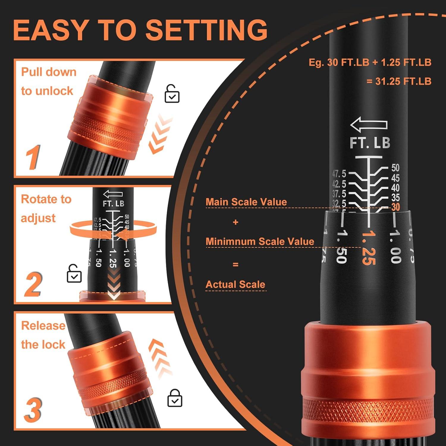 Llave de Torque Kerry 3/8" 5-50 Lb.Pie (6.8-67.8 Nm) Alta Precisión