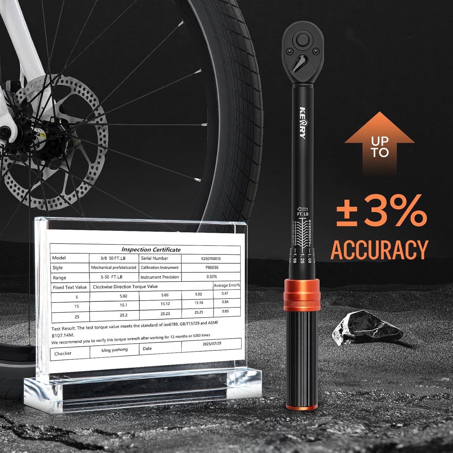 Llave de Torque Kerry 3/8" 5-50 Lb.Pie (6.8-67.8 Nm) Alta Precisión