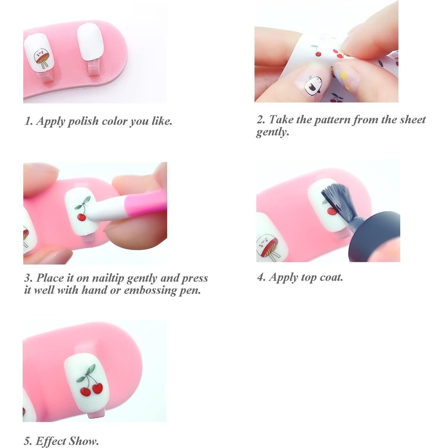 10 Hojas Stickers de Uñas IHUKEIT para Niños Arcoíris