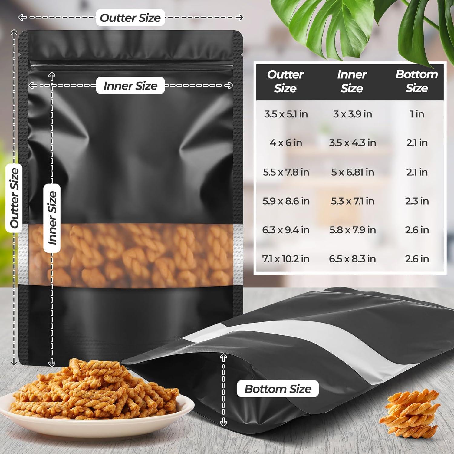 Bolsas Mylar Transparentes FUNFERY 100 Pcs 9x13 cm a Prueba de Olores