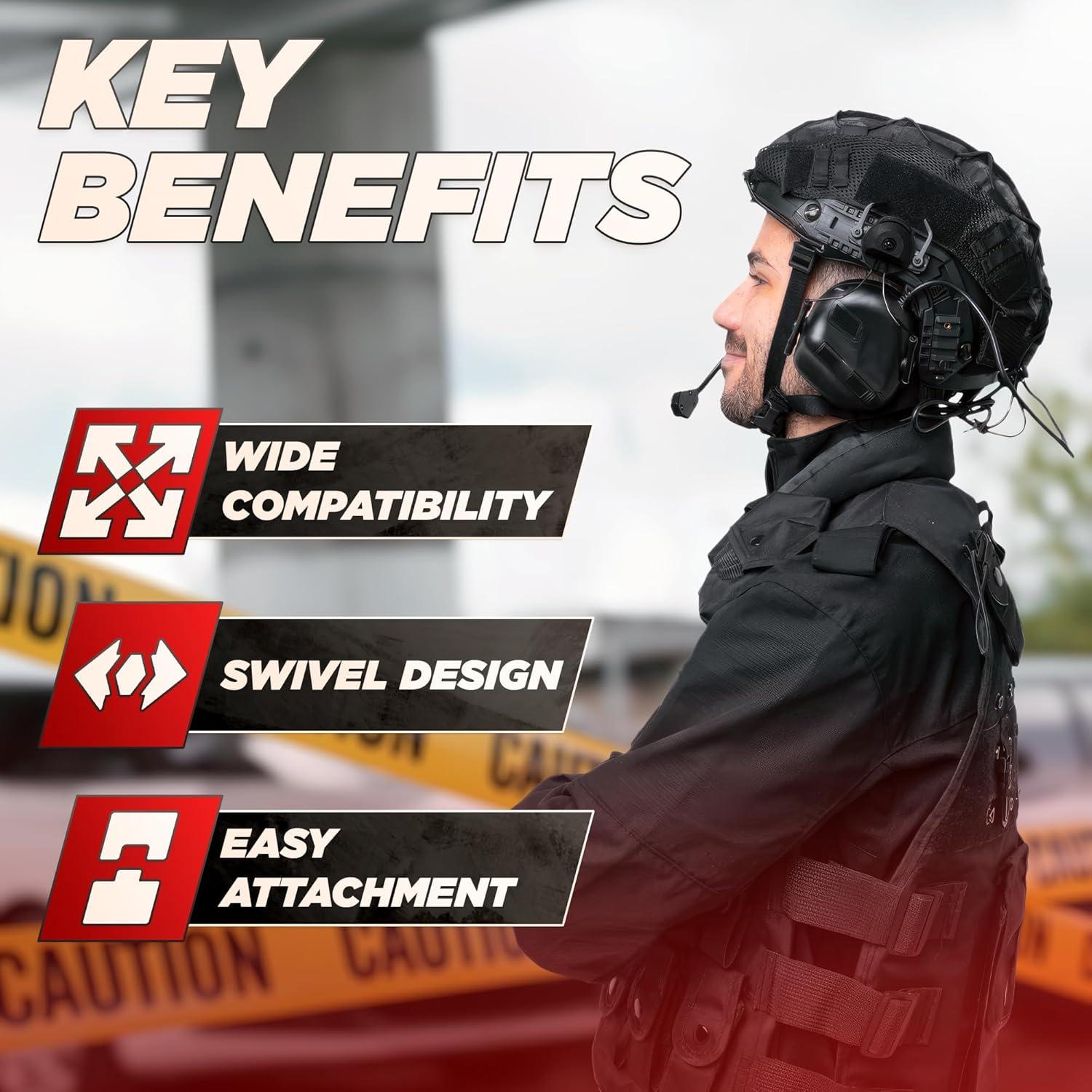 Adaptador Riel ARC Tesorrio para Auriculares Tácticos Negro