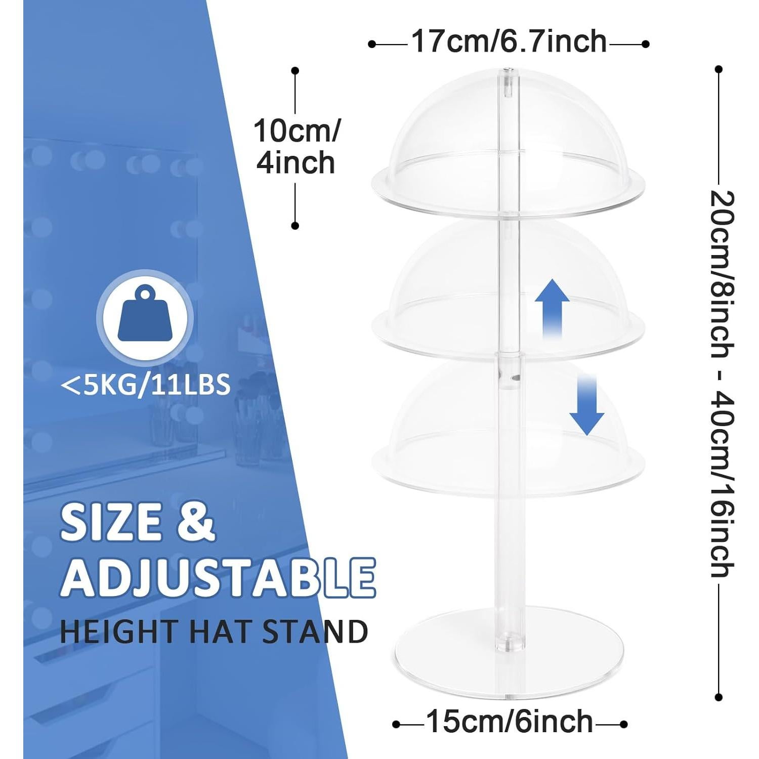 Soporte de Sombrero Acrílico Ajustable 2 PCS DEYISHANG