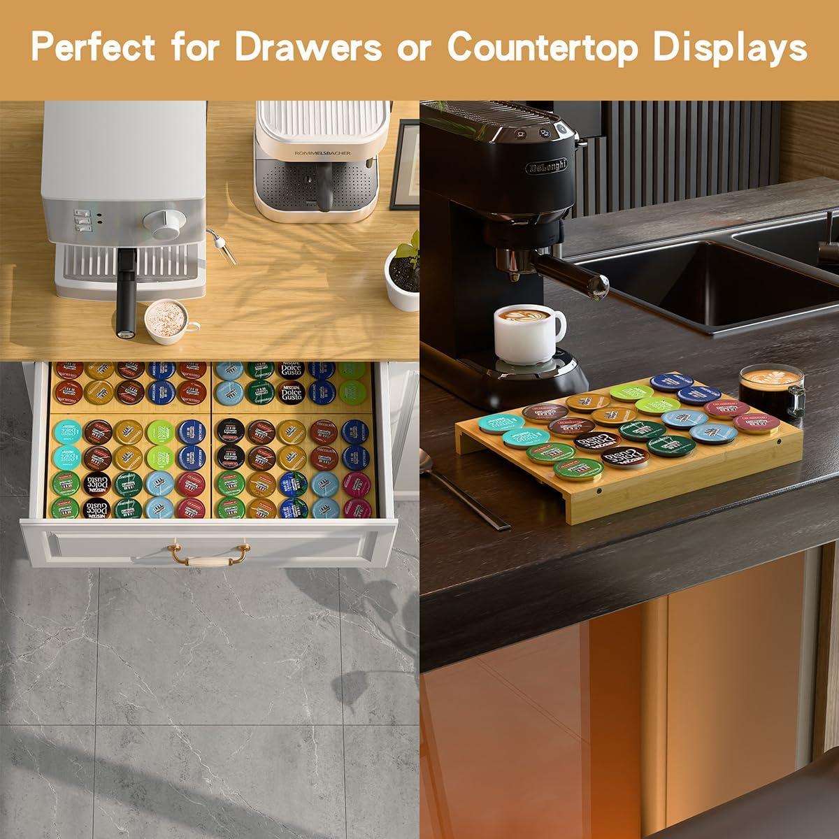 Organizador de Cajones PEKER para 20 Cápsulas de Café de Bambú