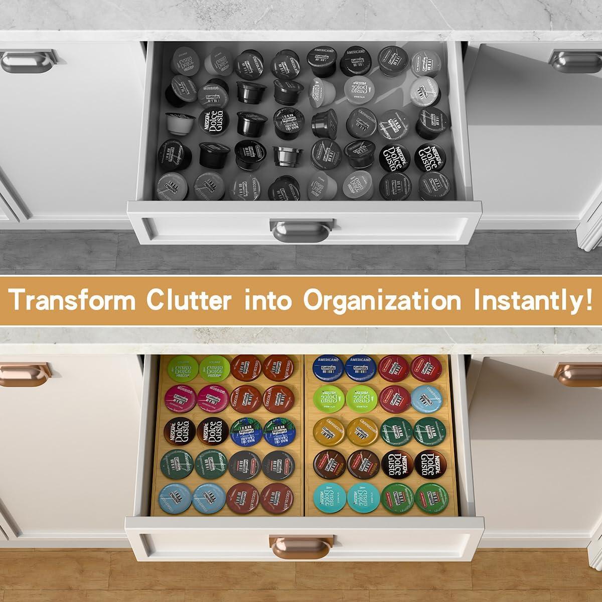 Organizador de Cajones PEKER para 20 Cápsulas de Café de Bambú