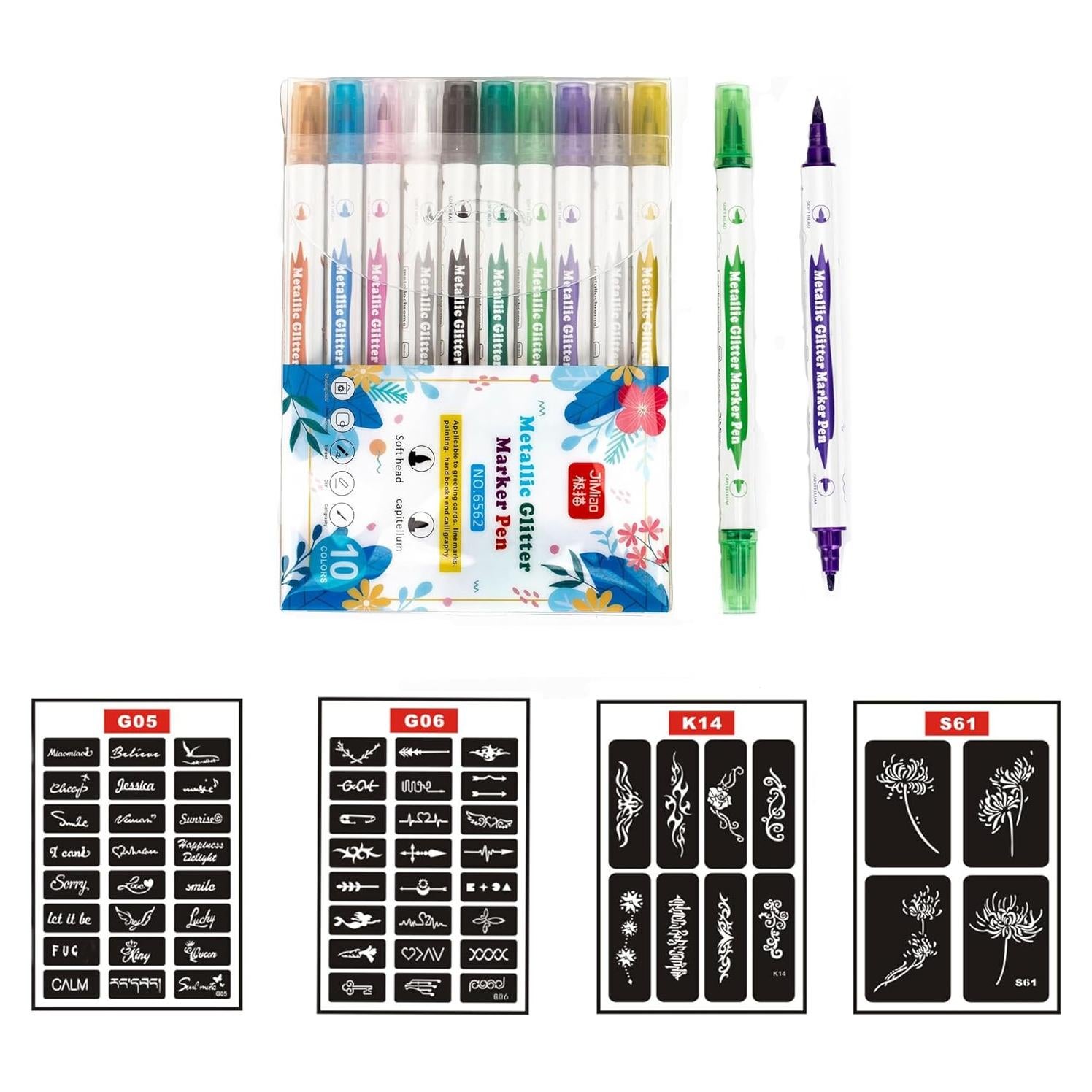 Kit de Tatuaje Temporal HuoHuo 10PCS con Plantillas A4