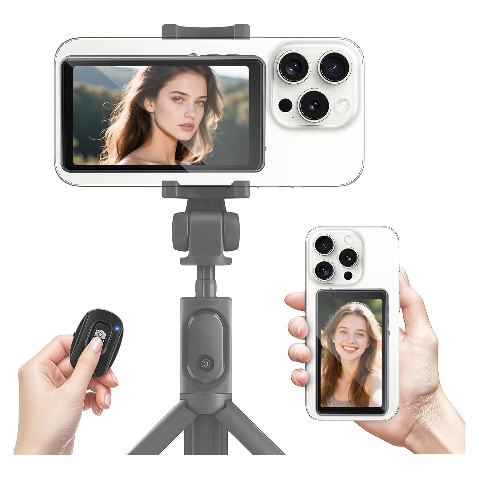 Monitor de Selfie Inalámbrico Budbeay 1800mAh Control Remoto