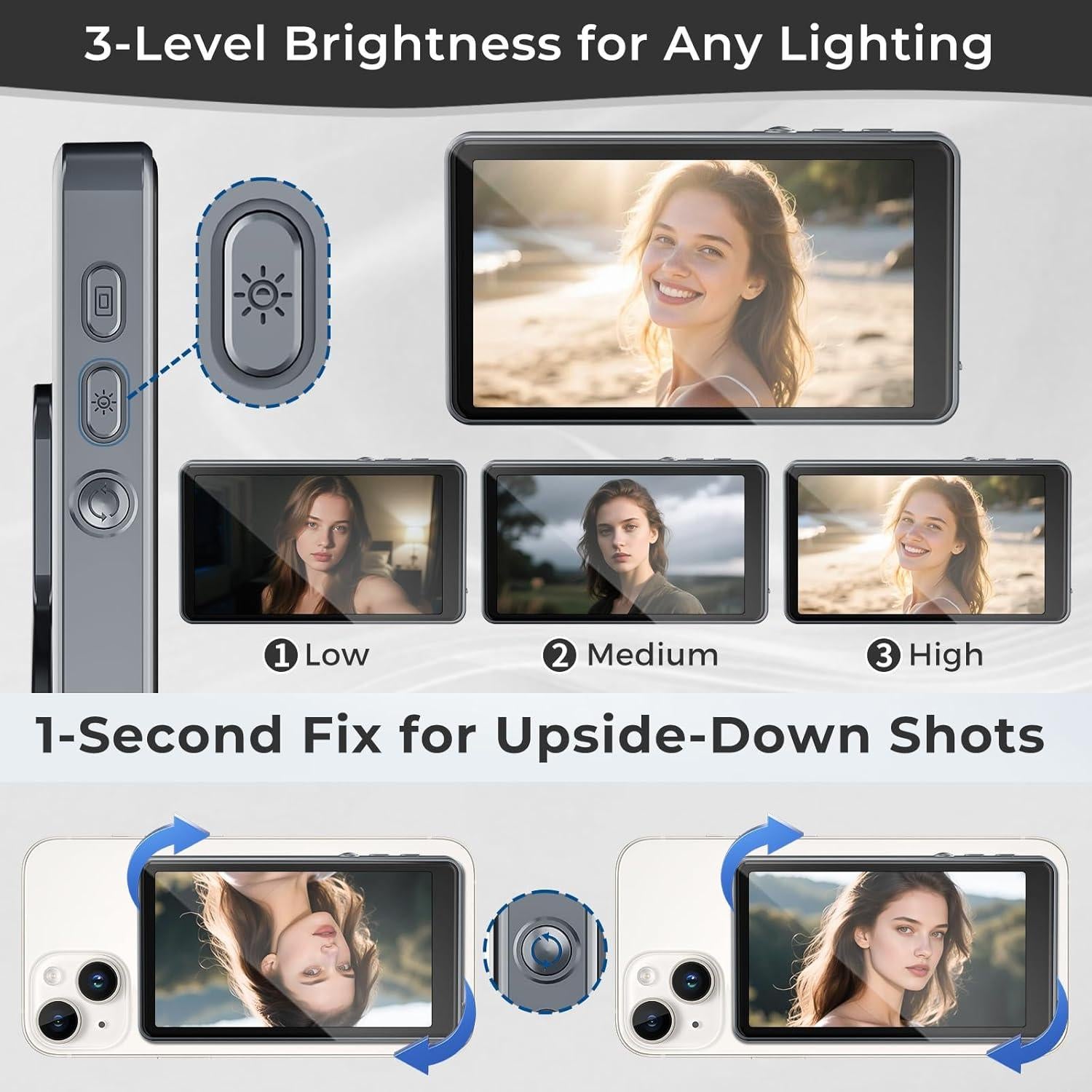 Monitor de Selfie Inalámbrico Budbeay 1800mAh Control Remoto