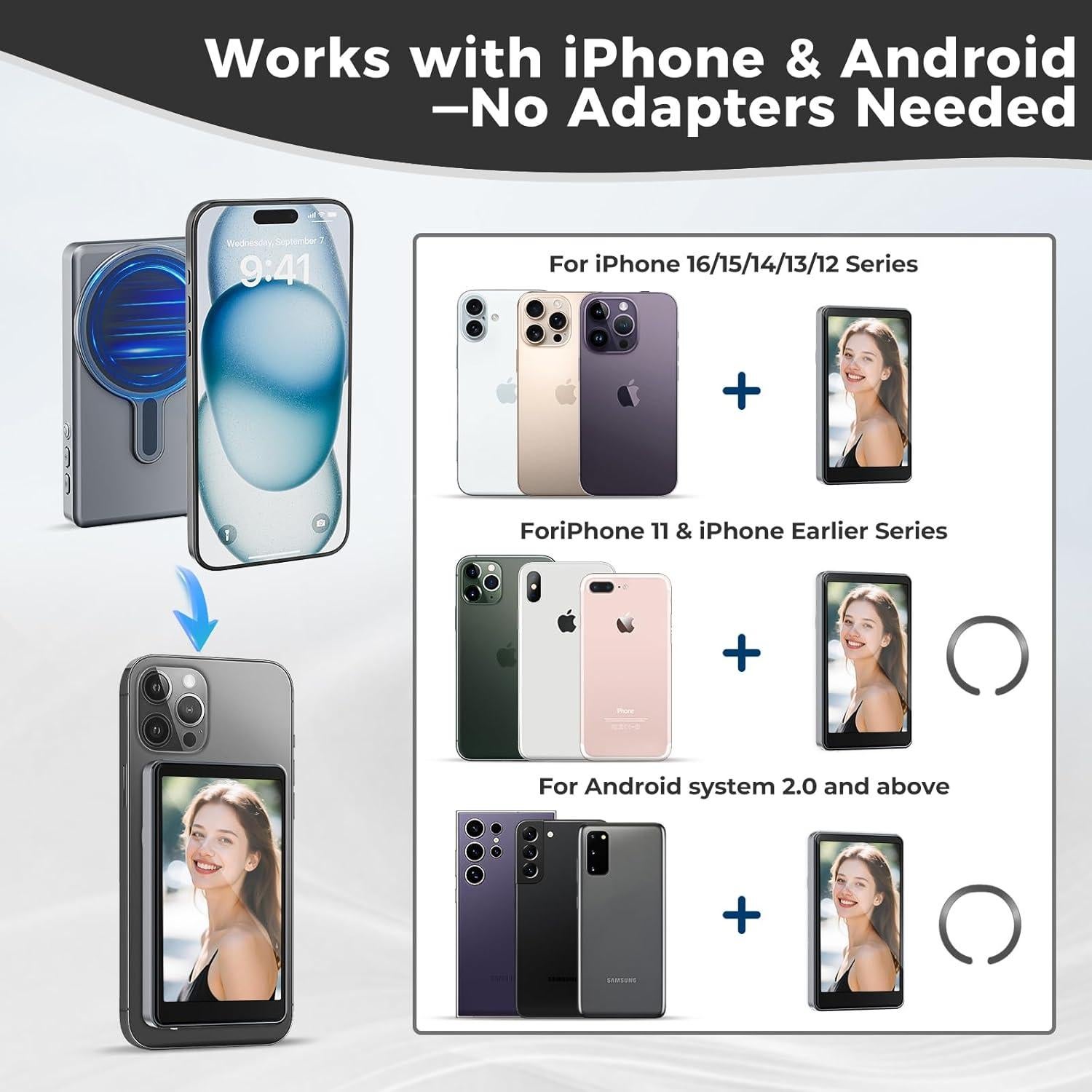 Monitor de Selfie Inalámbrico Budbeay 1800mAh Control Remoto