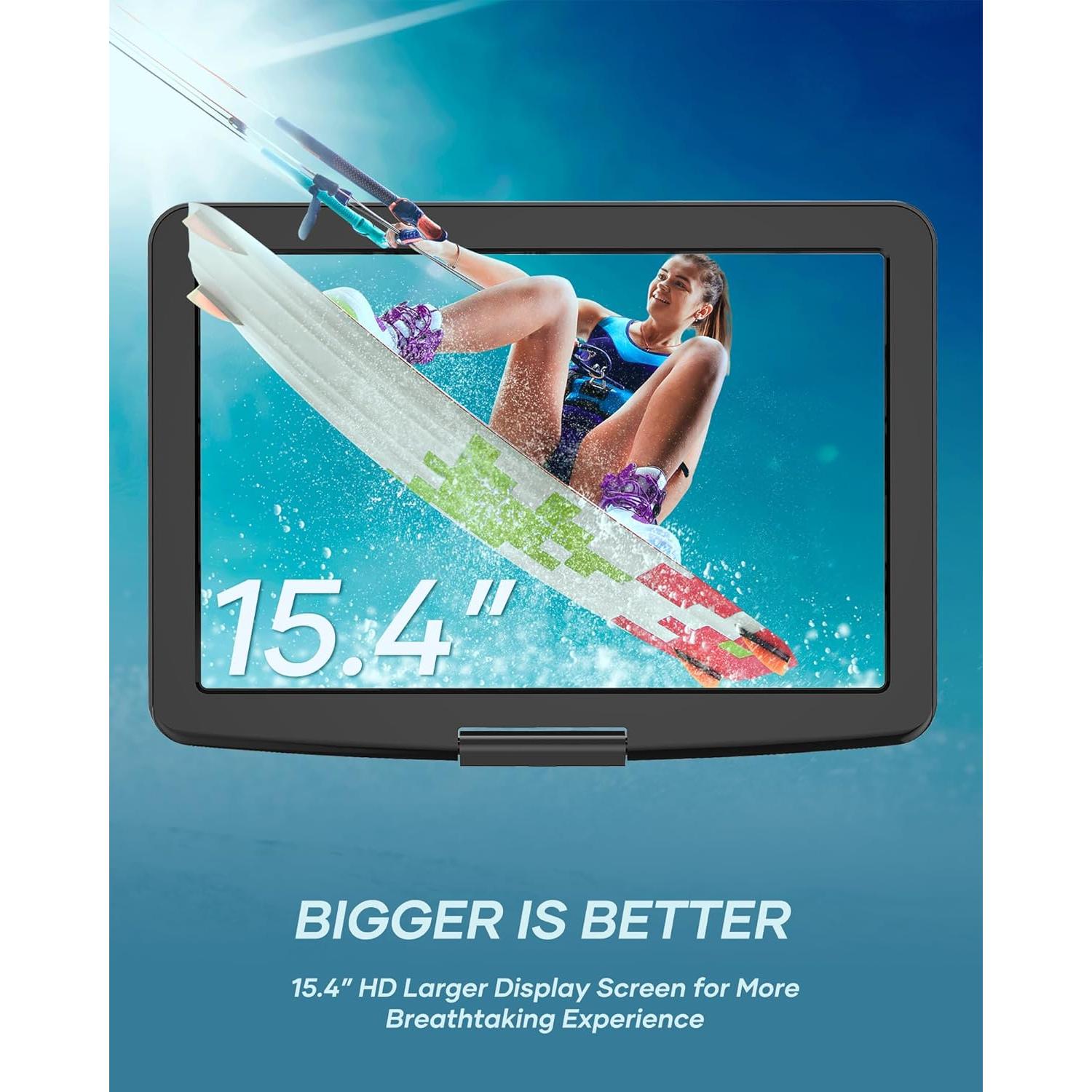 Reproductor de DVD Portátil WONNIE W-1458 15.4" HD Batería 6h