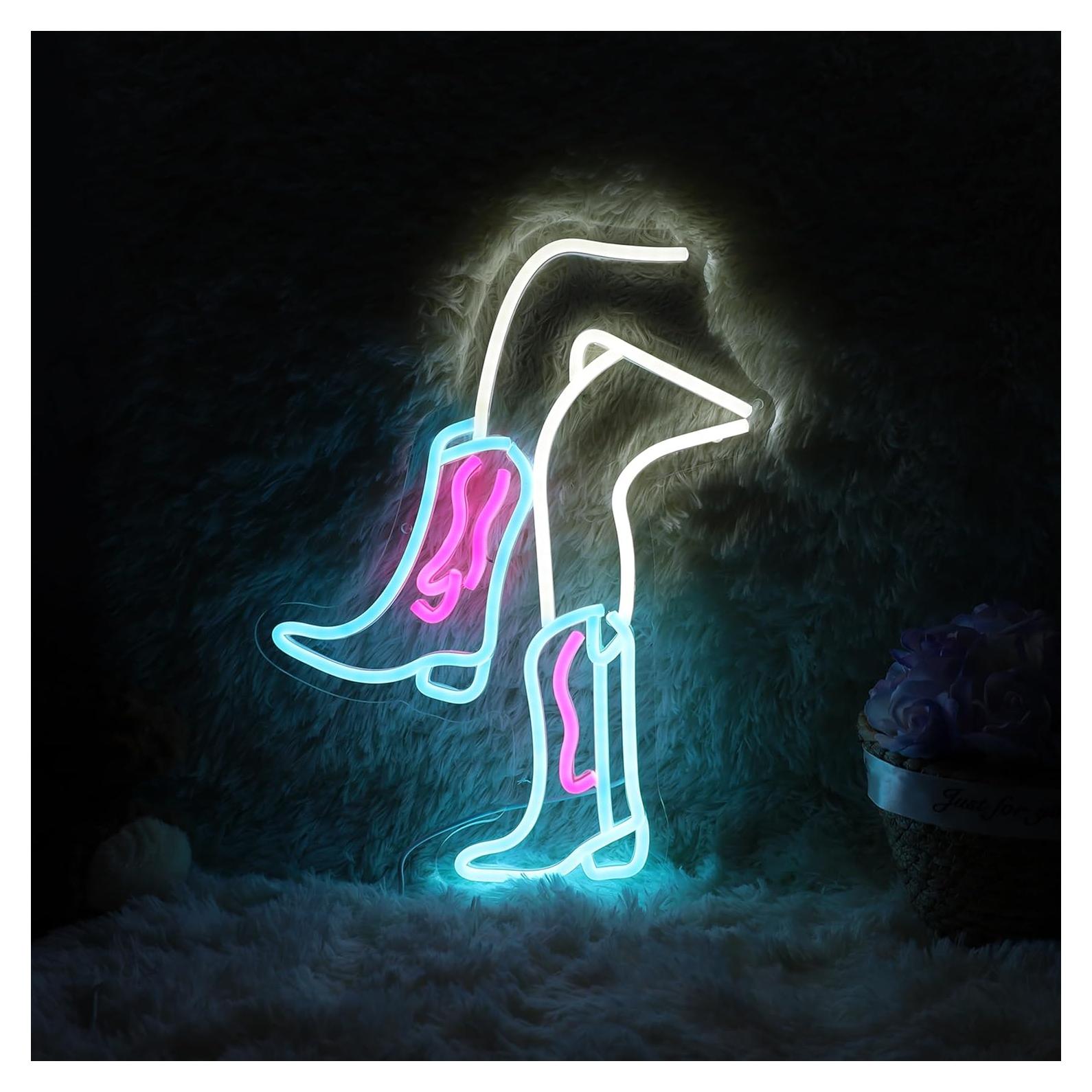 Letrero de Neón LED Botas de Vaquera HeyLEDNeoN 33x38cm