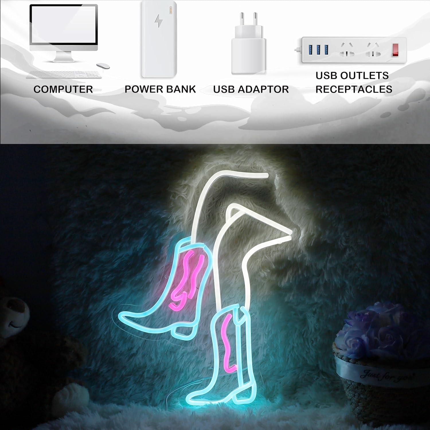 Letrero de Neón LED Botas de Vaquera HeyLEDNeoN 33x38cm