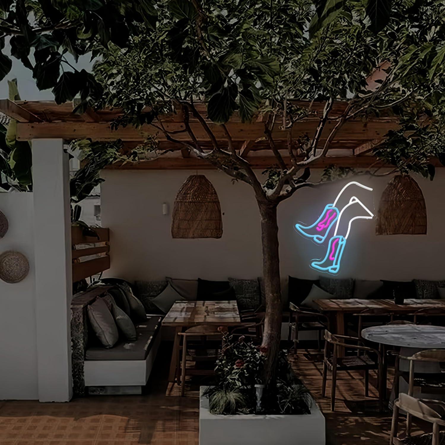 Letrero de Neón LED Botas de Vaquera HeyLEDNeoN 33x38cm