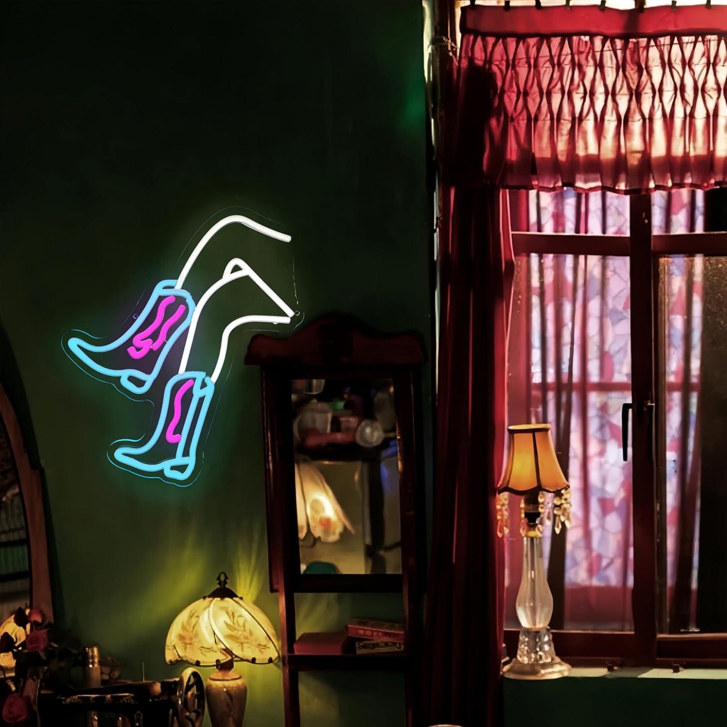 Letrero de Neón LED Botas de Vaquera HeyLEDNeoN 33x38cm