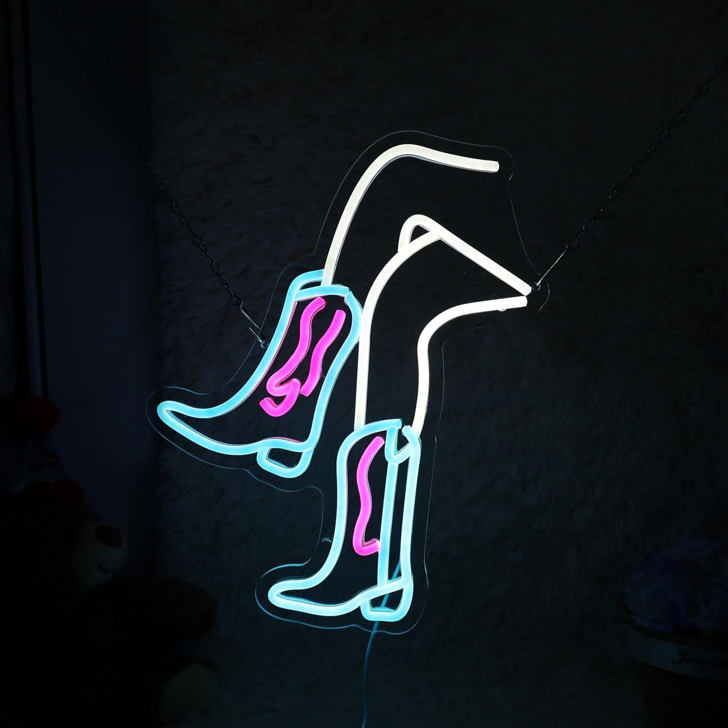 Letrero de Neón LED Botas de Vaquera HeyLEDNeoN 33x38cm