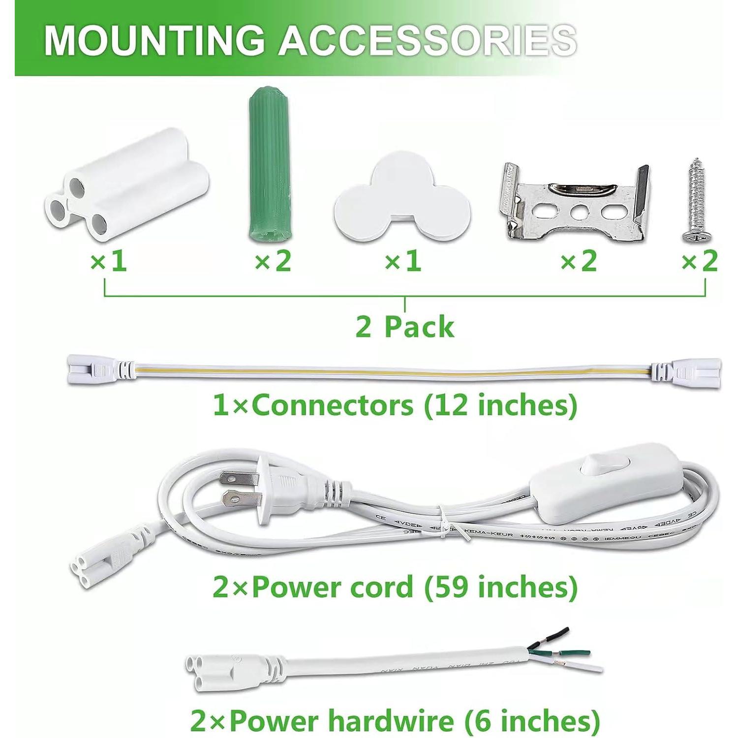 Luz de Taller LED 2FT 25W 3500LM 6000K Skymoat - 2 Paquete