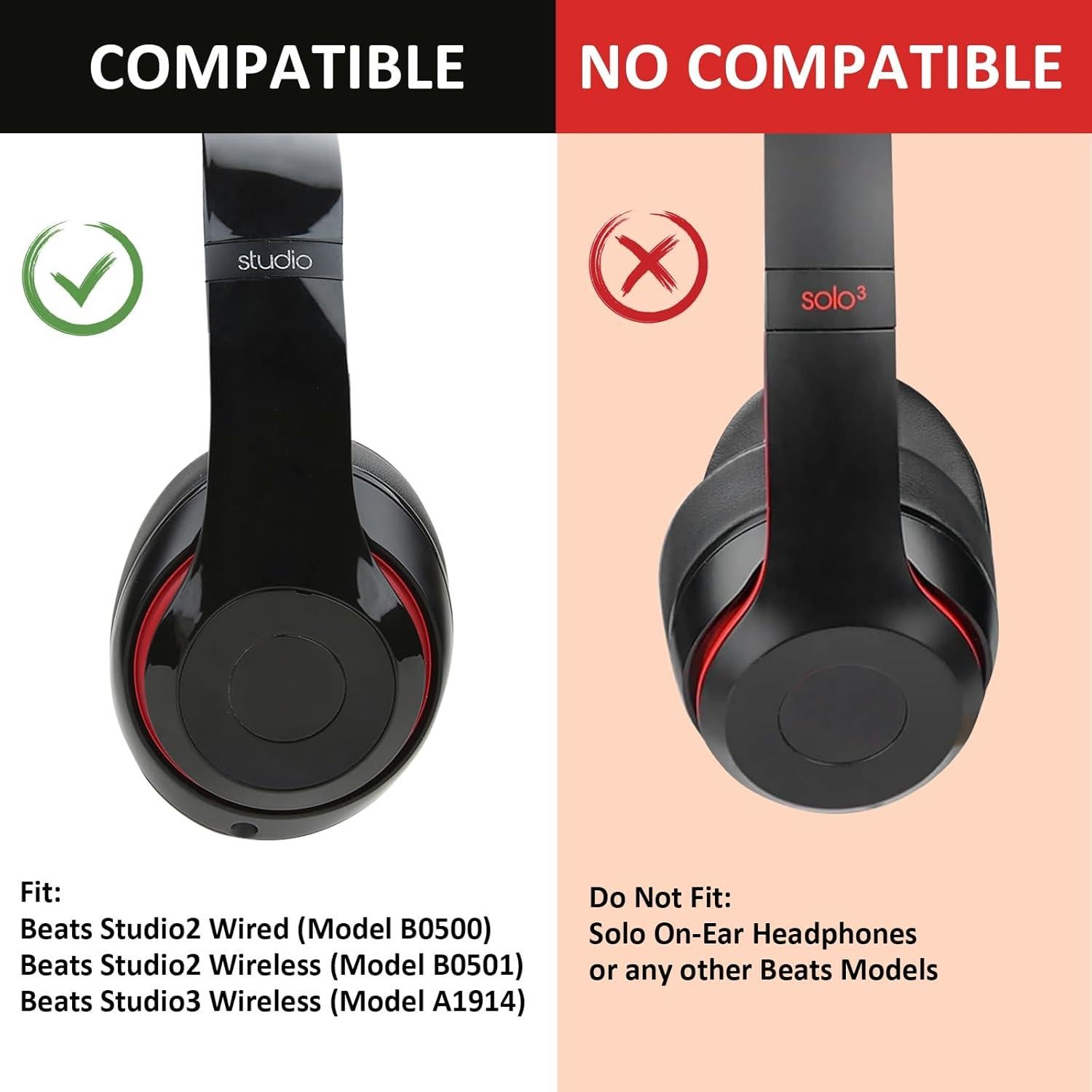 Almohadillas de Reemplazo Earrock para Auriculares Beats Studio 2 y 3 - Espuma de Memoria y Cuero Sintético