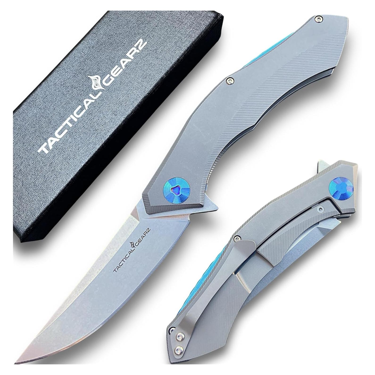 Cuchillo de bolsillo TACTICAL GEARZ TritonX EDC titanio D2 8.89cm