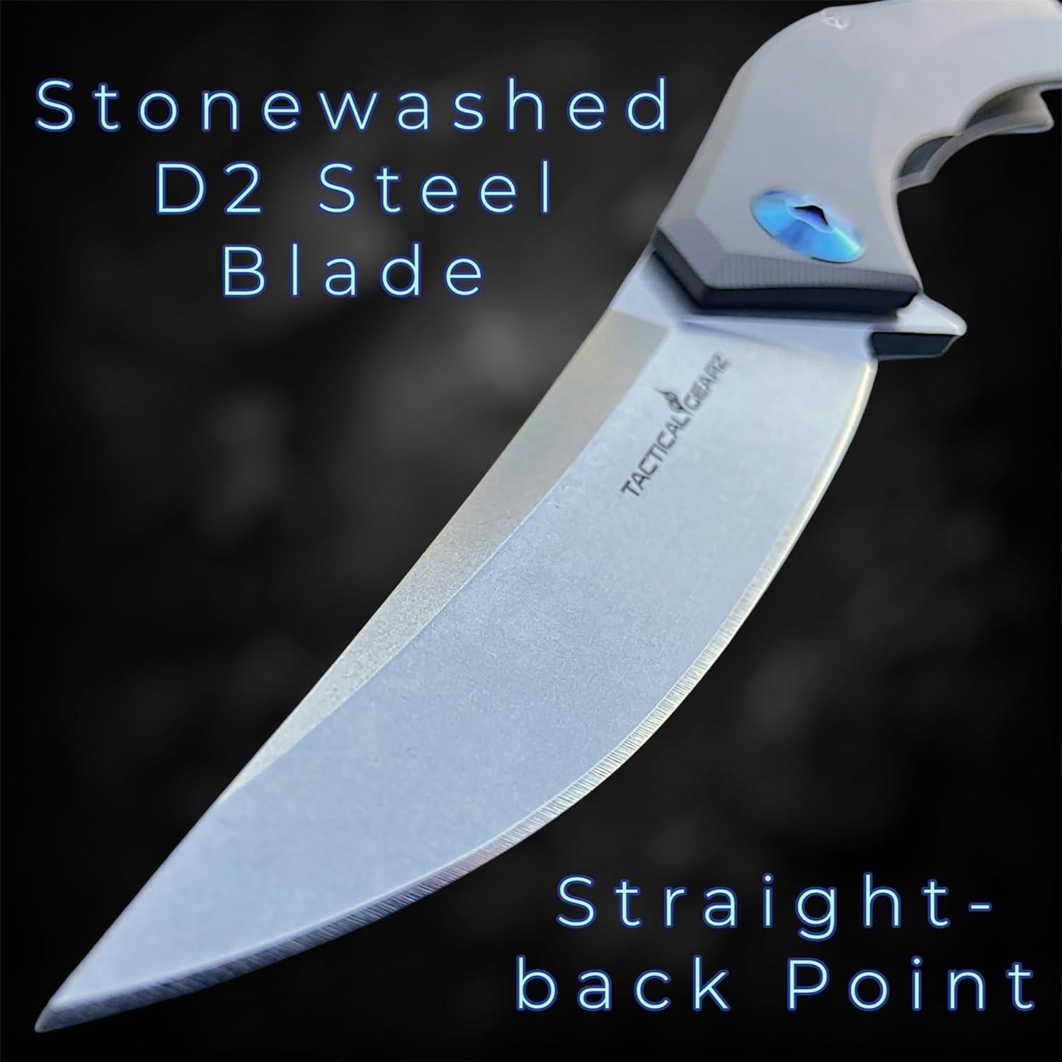 Cuchillo de bolsillo TACTICAL GEARZ TritonX EDC titanio D2 8.89cm