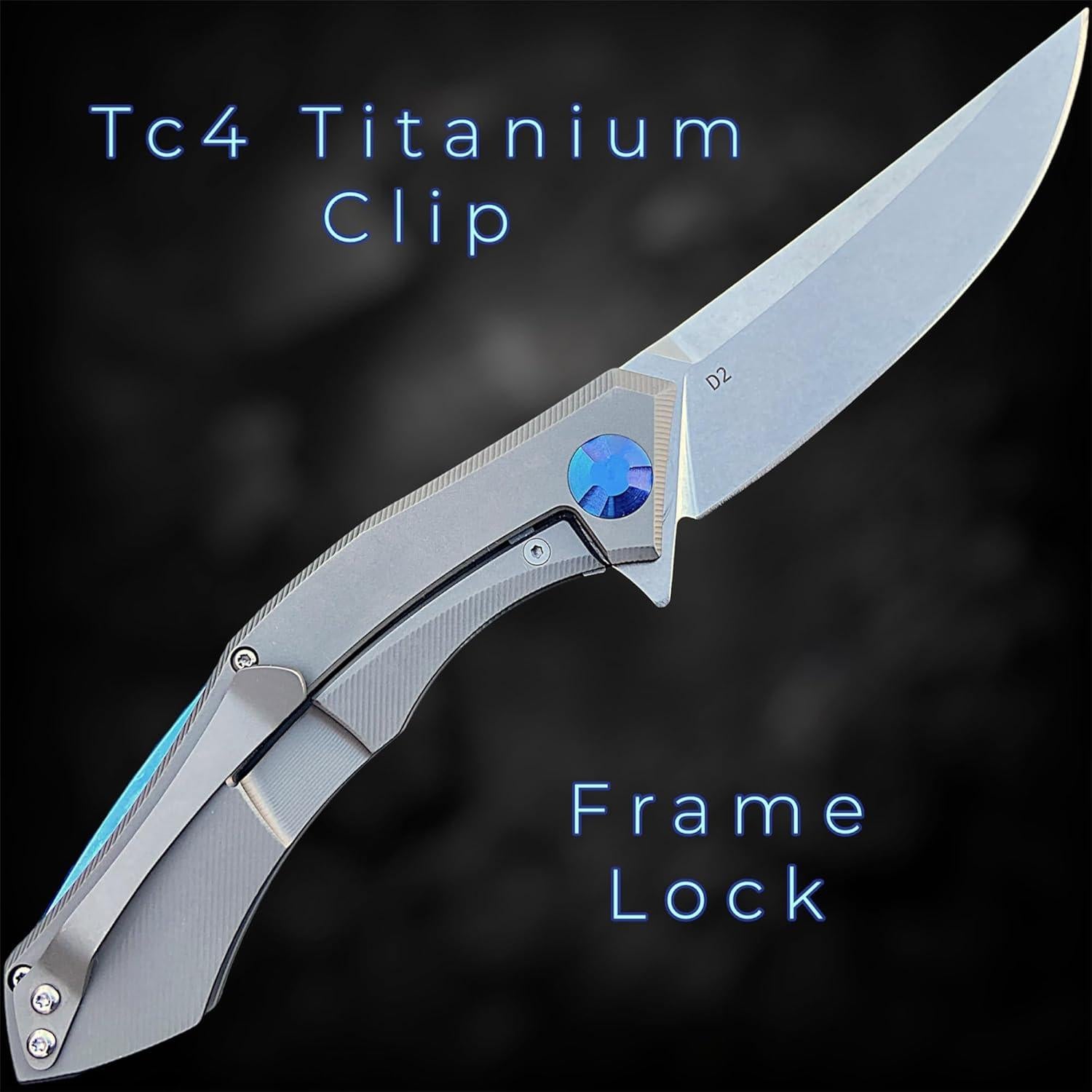 Cuchillo de bolsillo TACTICAL GEARZ TritonX EDC titanio D2 8.89cm