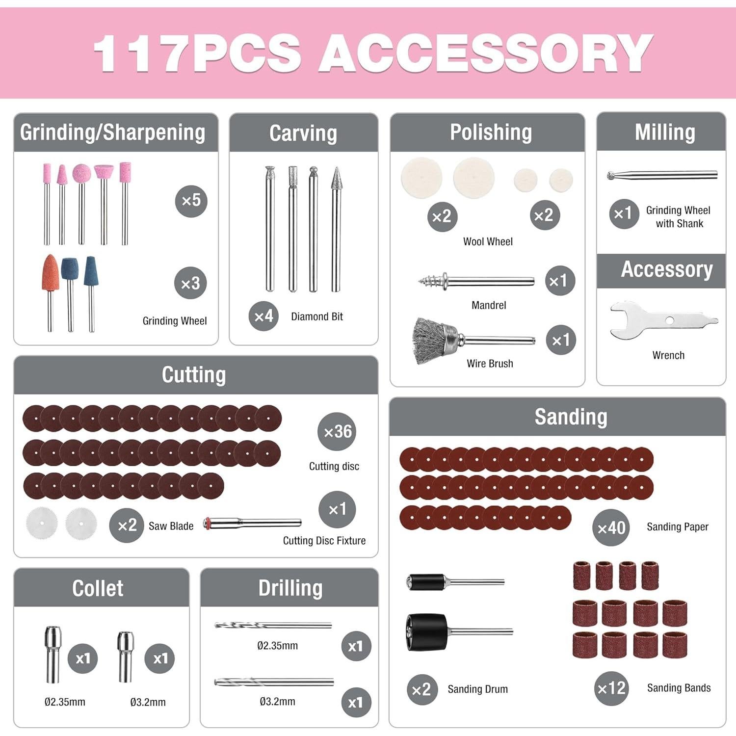 Herramienta Rotativa Inalámbrica WORKPRO 8V con 117 Accesorios