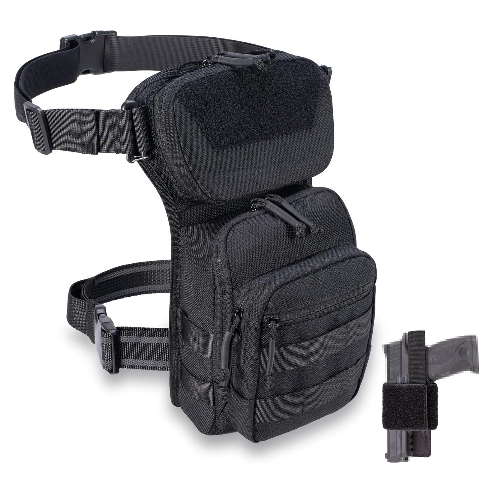 Bolsa Táctica de Pierna CLTAC Negra para Caza y Senderismo