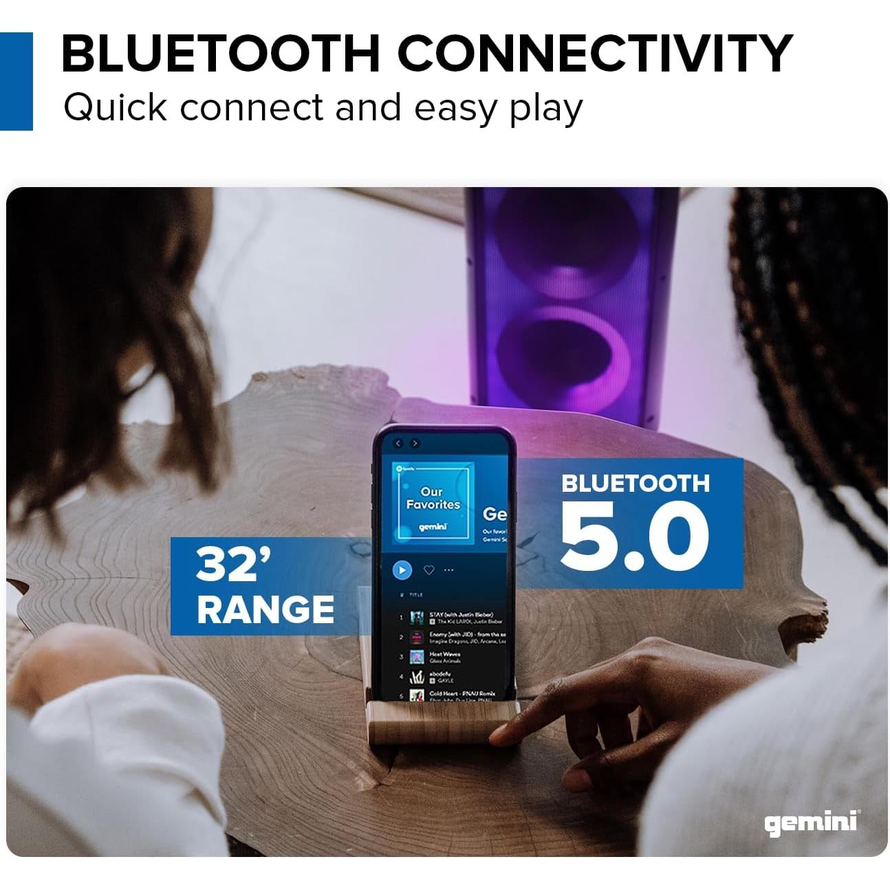 Altavoz Bluetooth Gemini GLS-550 800W con Luces LED y Micrófono