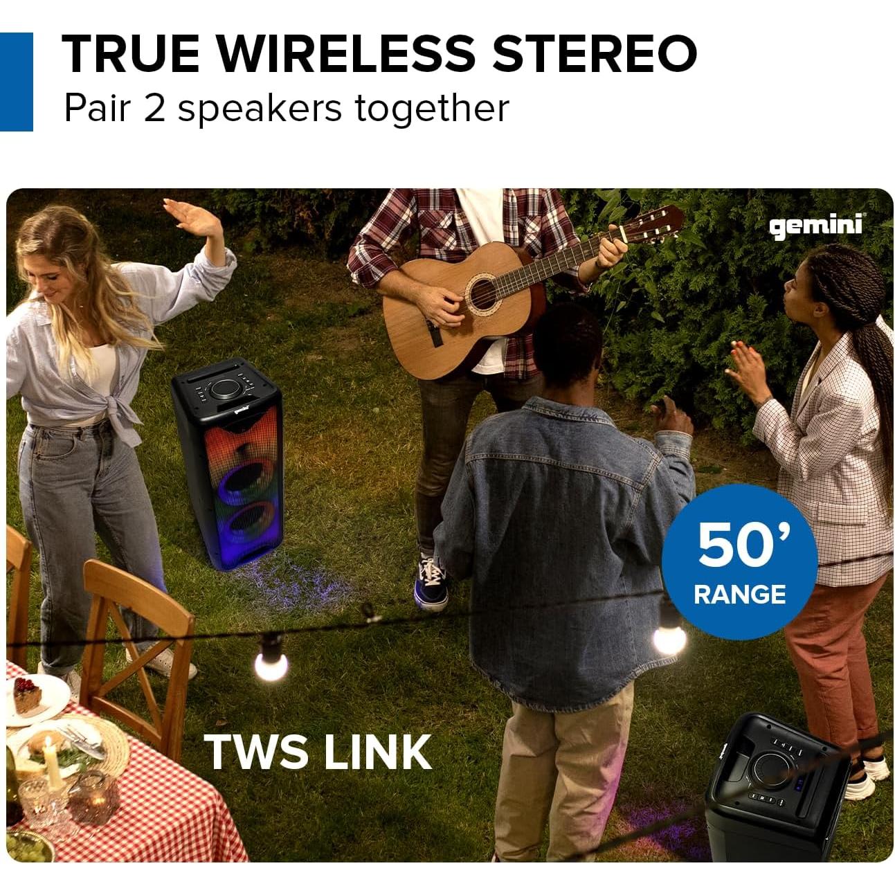 Altavoz Bluetooth Gemini GLS-550 800W con Luces LED y Micrófono
