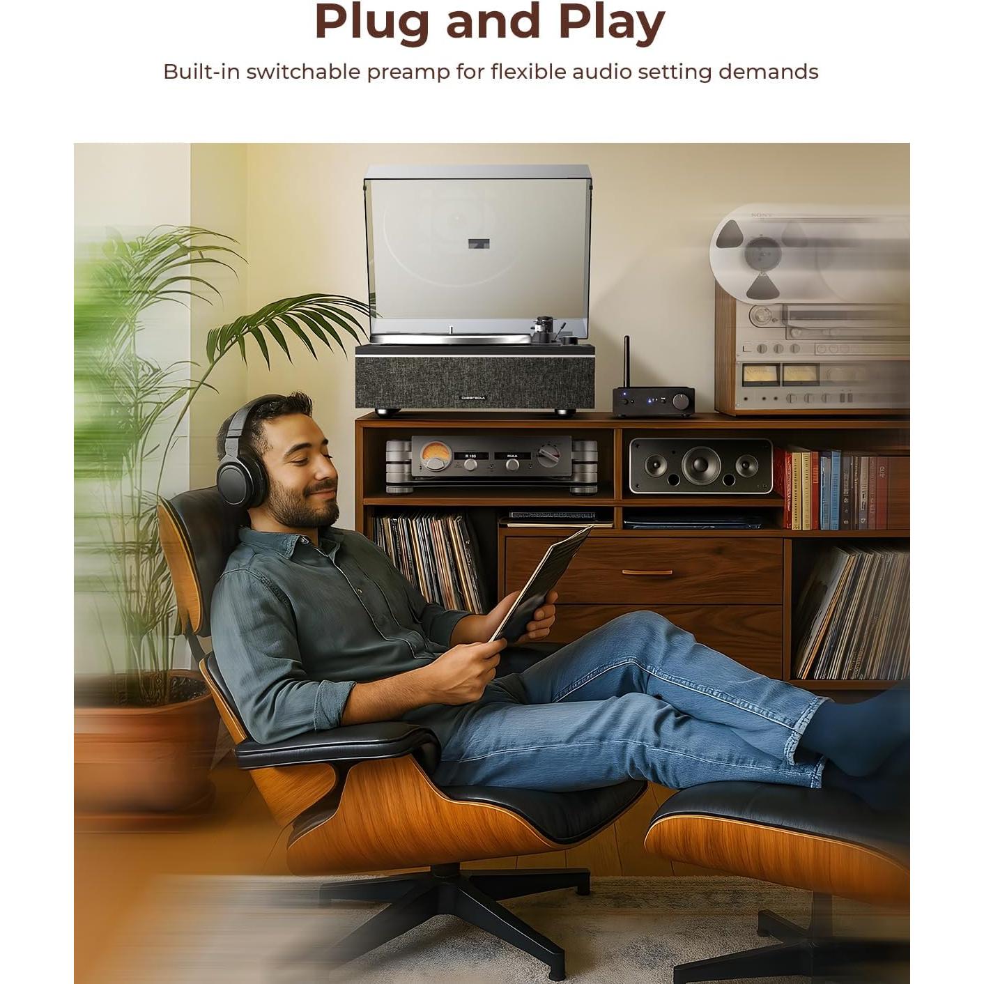 Reproductor de Vinilo ONE-S Qlearsoul Bluetooth 4 Altavoces