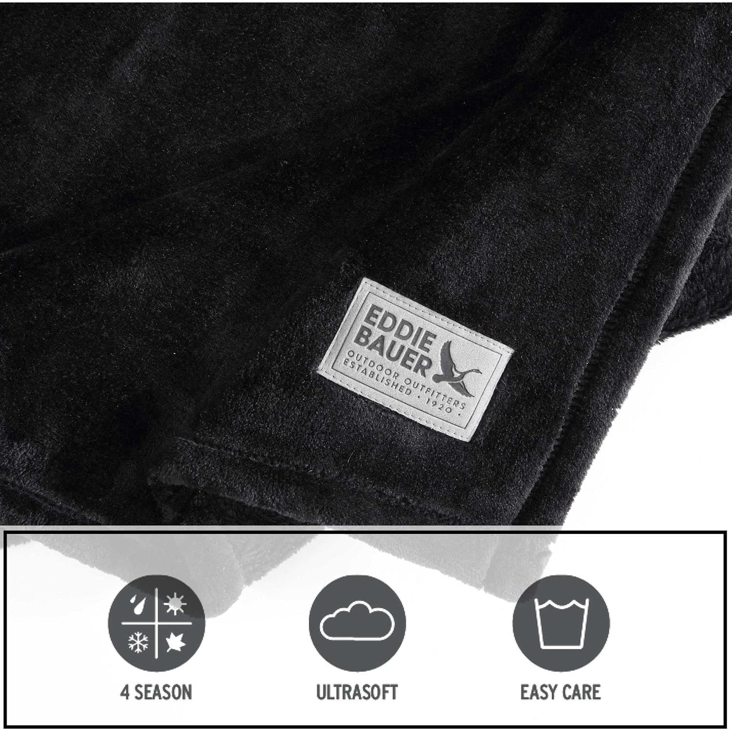 Eddie Bauer - King Blanket, Ultra Soft & Warm Plush Bedding, Bedding Set for The Colder Seasons (Black, King)