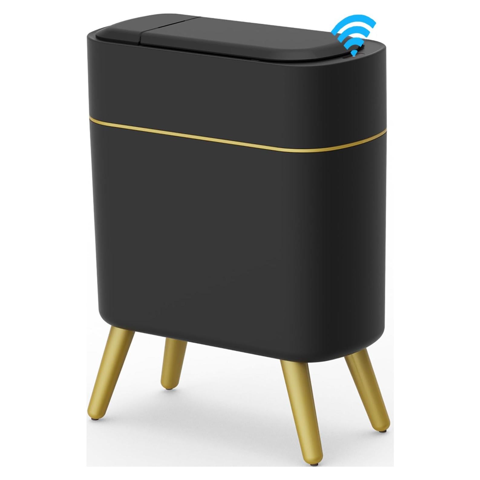 Basurero Automático Yatmung 9.46L Negro con Borde Dorado