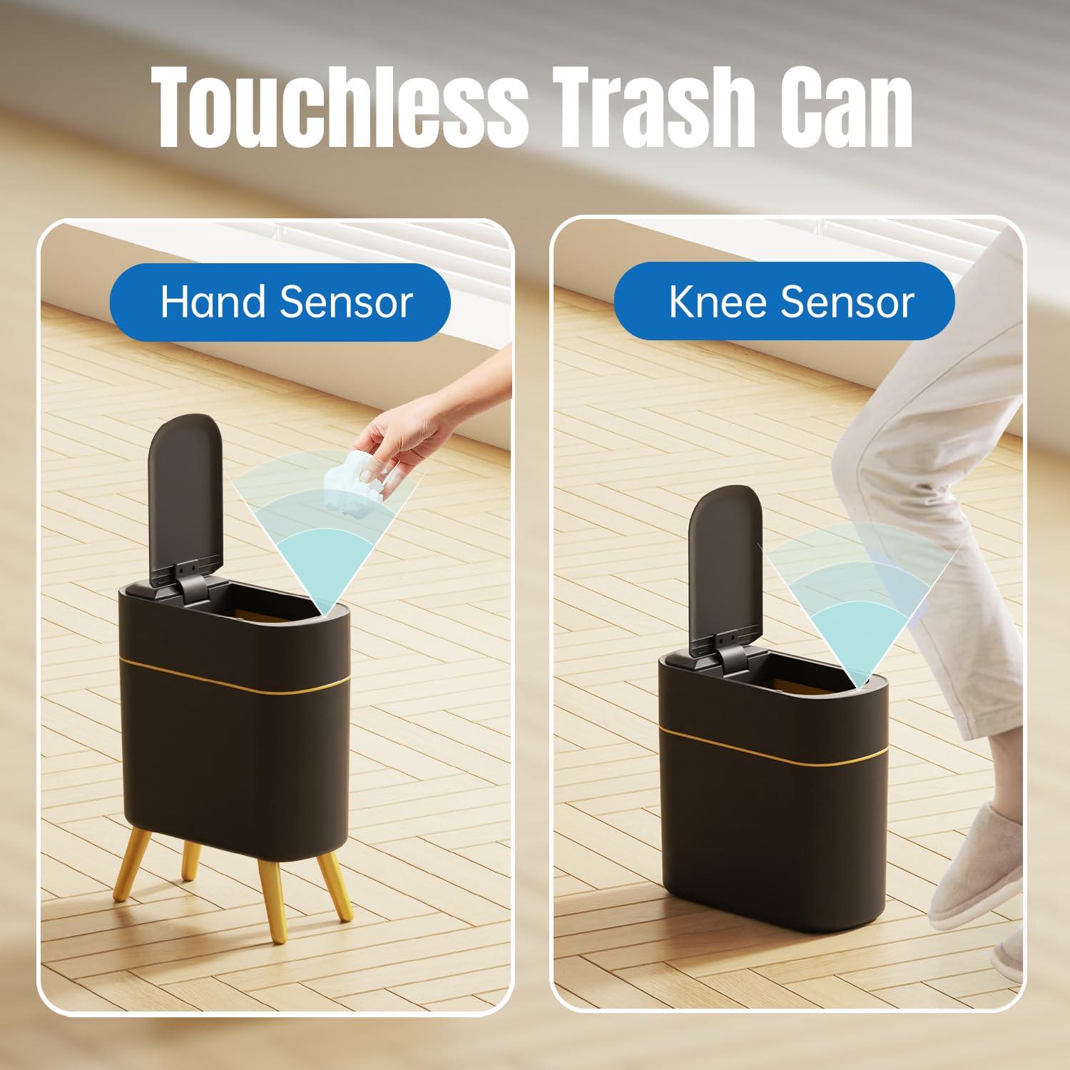 Basurero Automático Yatmung 9.46L Negro con Borde Dorado